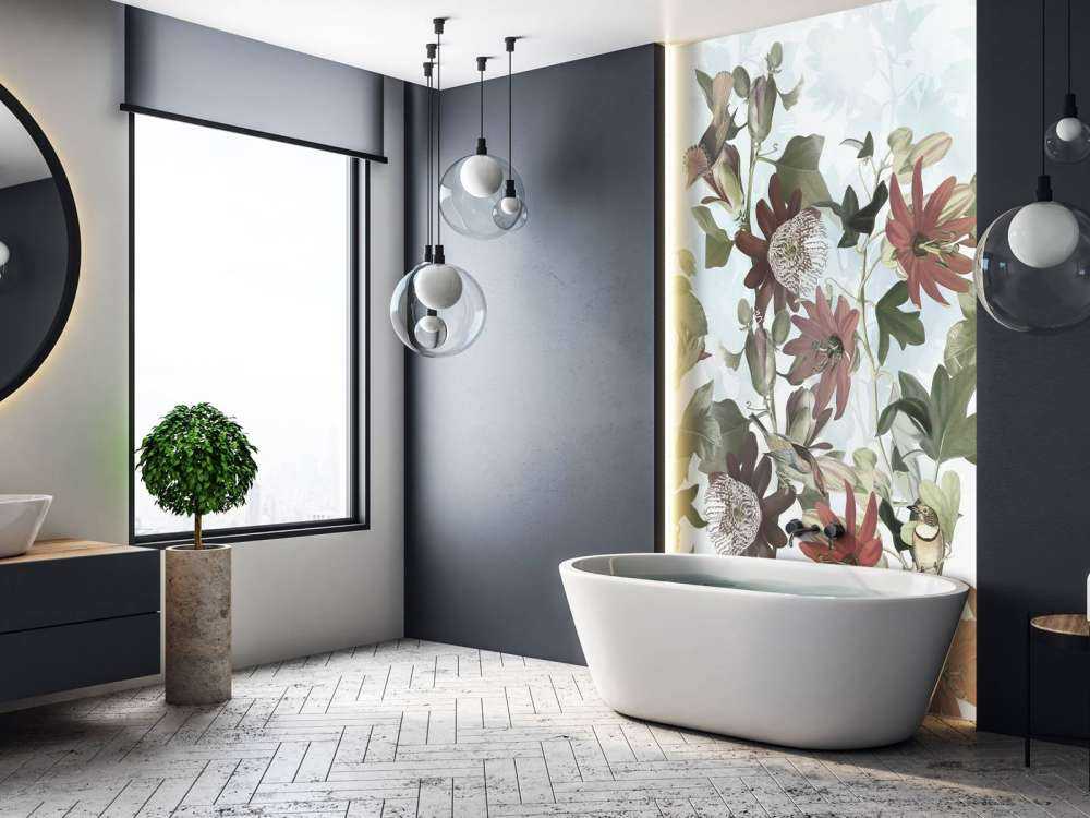 Sette Uccelli in Foliaggio Incantato - Blu Chiaro