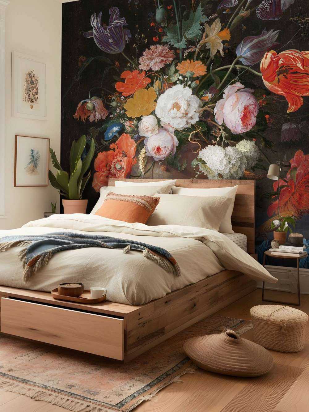 Natura morta con fiori e orologio