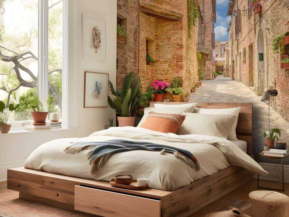 Strada italiana con piante e fiori