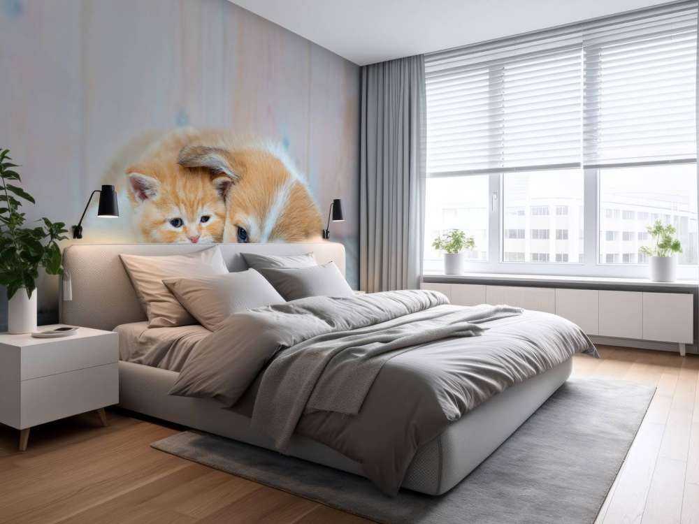 Carta da parati per gatti. Foto di un gattino e di un cucciolo.