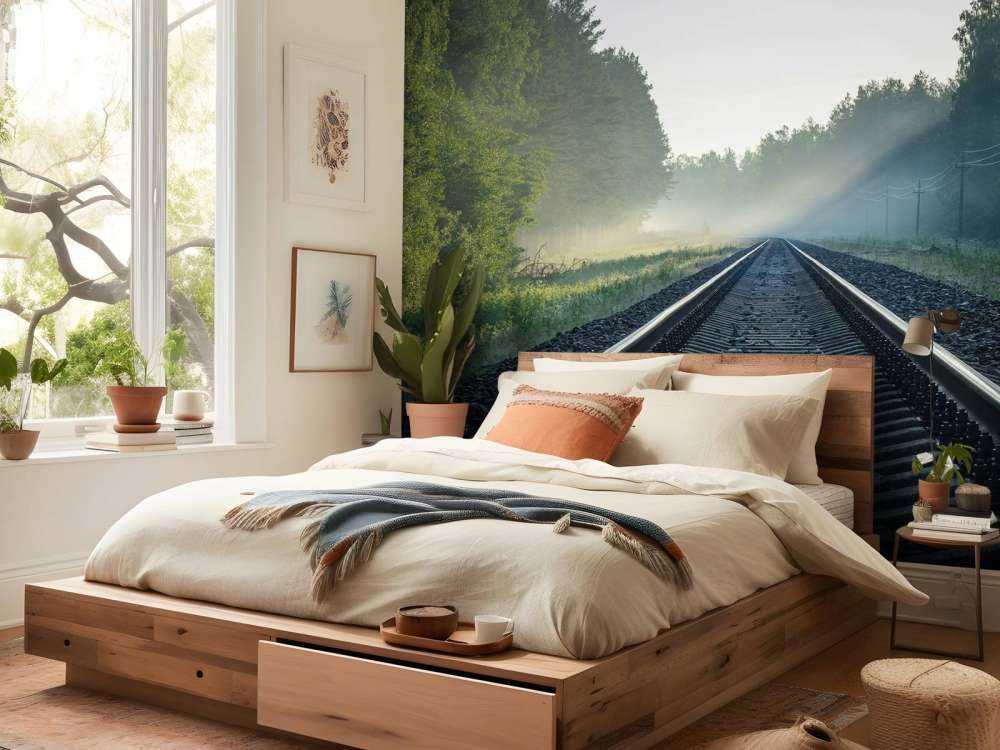 Binari del treno attraverso la foresta