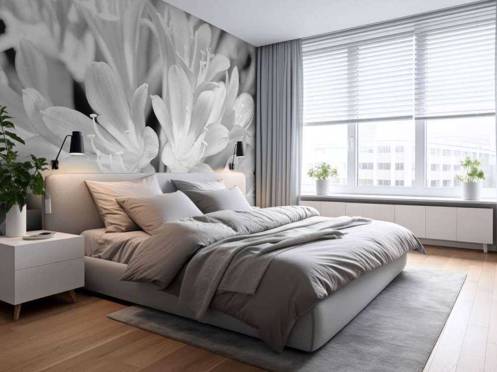 Fiori in fiore, bianco e nero