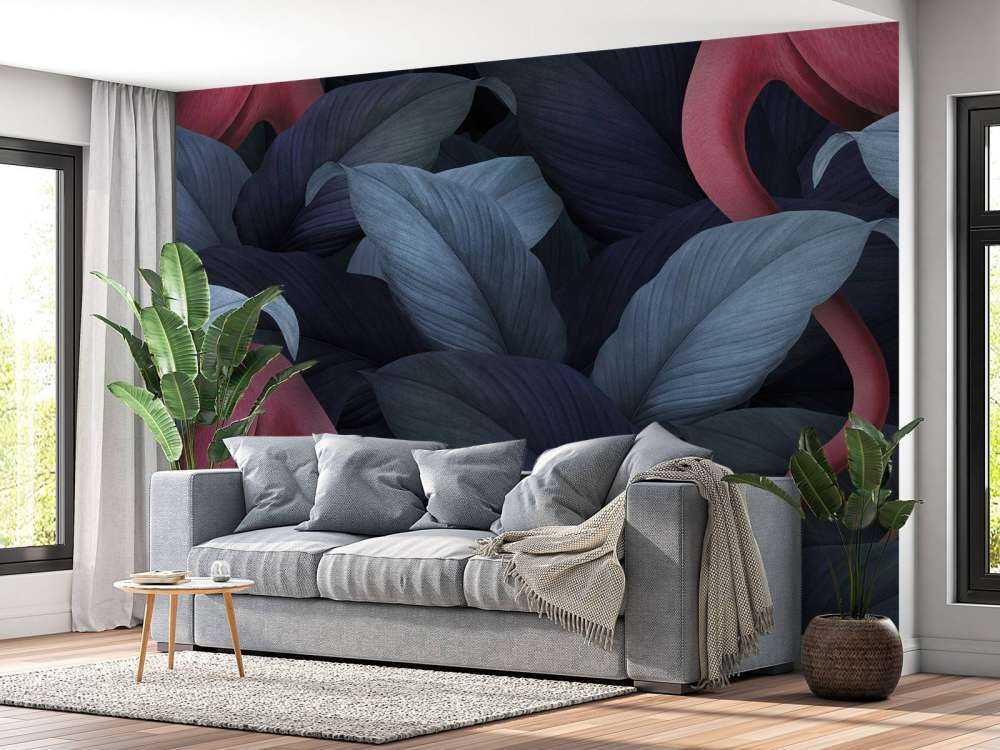 Fenicotteri con foglie