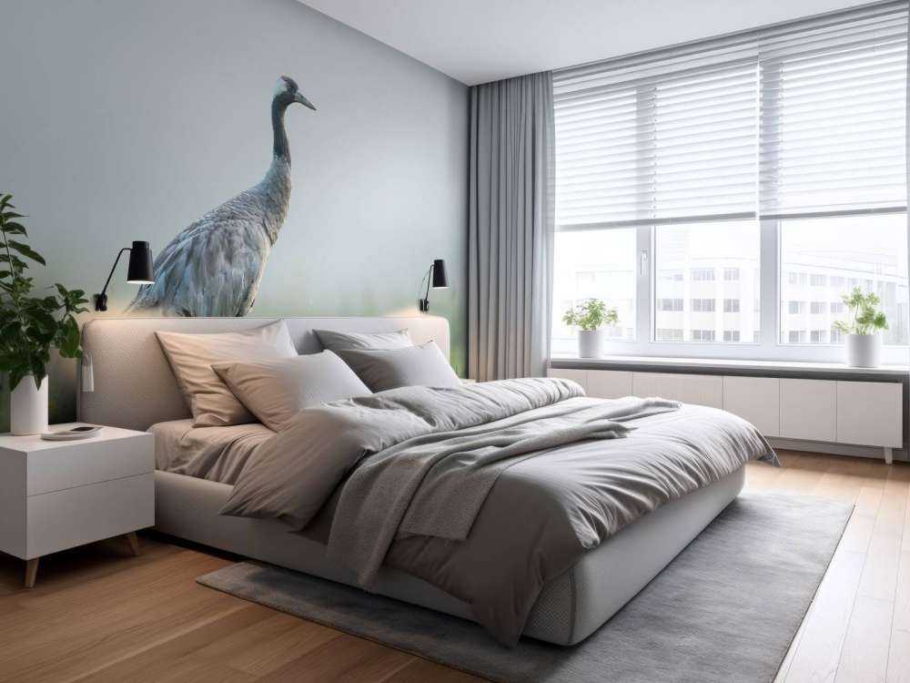 Gru nella nebbia del mattino