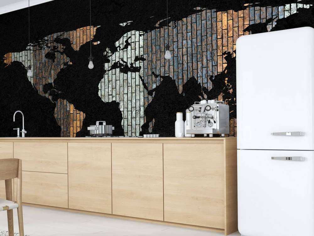 Mappa del mondo con mattoni verticali