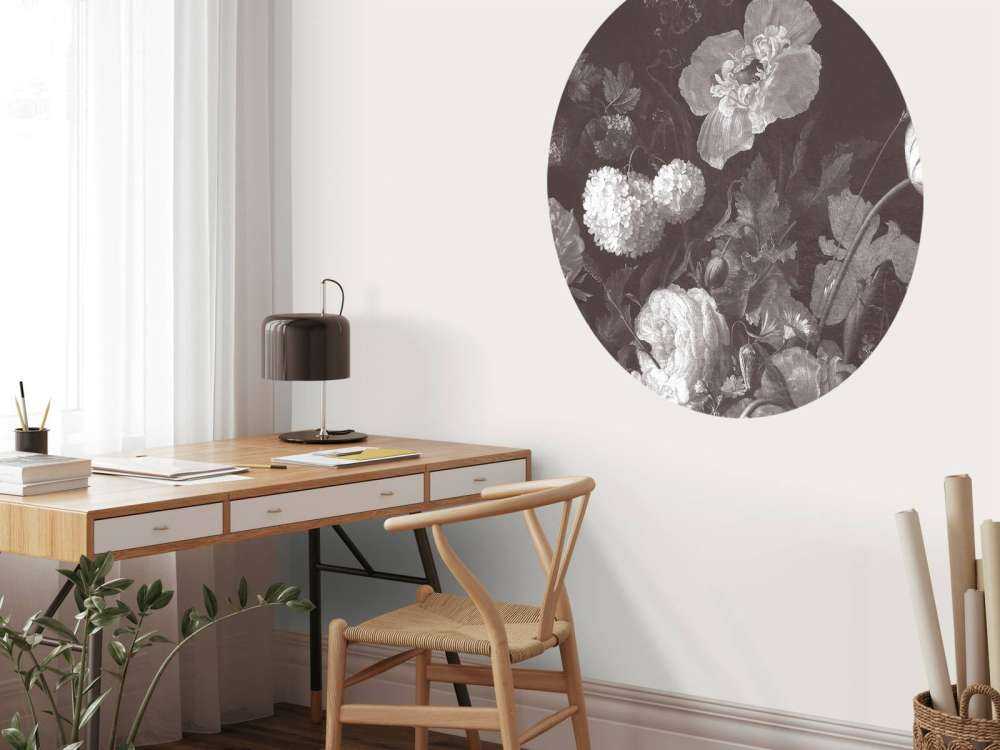 Natura morta di fiori barocchi - seppia scuro