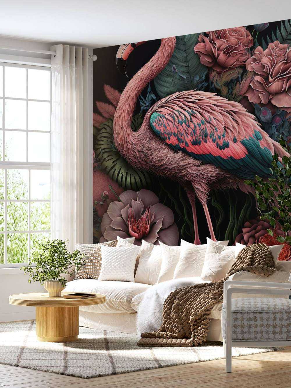 Notte di Splendore Floreale dei Fenicotteri