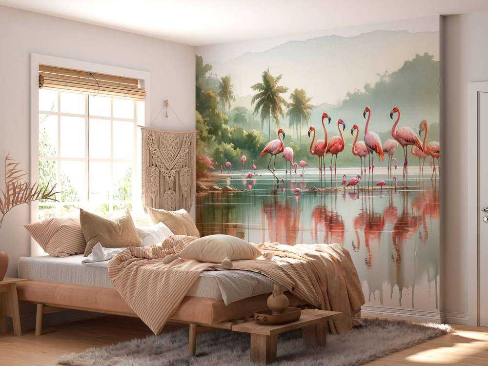 Riflessioni mattutine dei fenicotteri