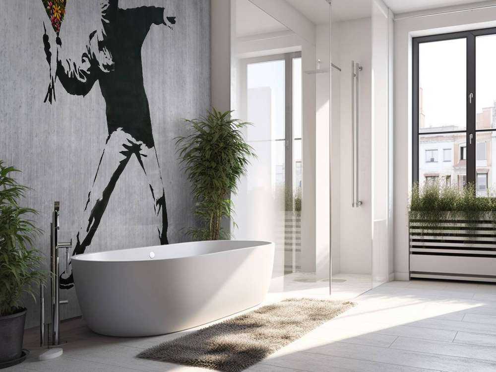 Banksy - Flower thrower, grey concrete