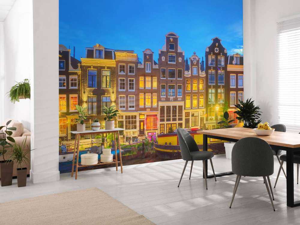 Case di Amsterdam di notte