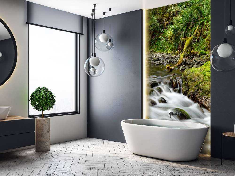 Roccia verde con fiume 