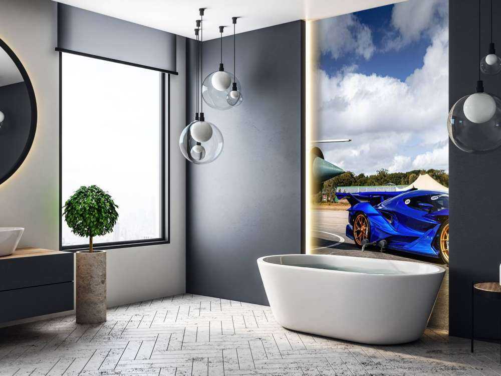 Supercar futuristica in aeroporto