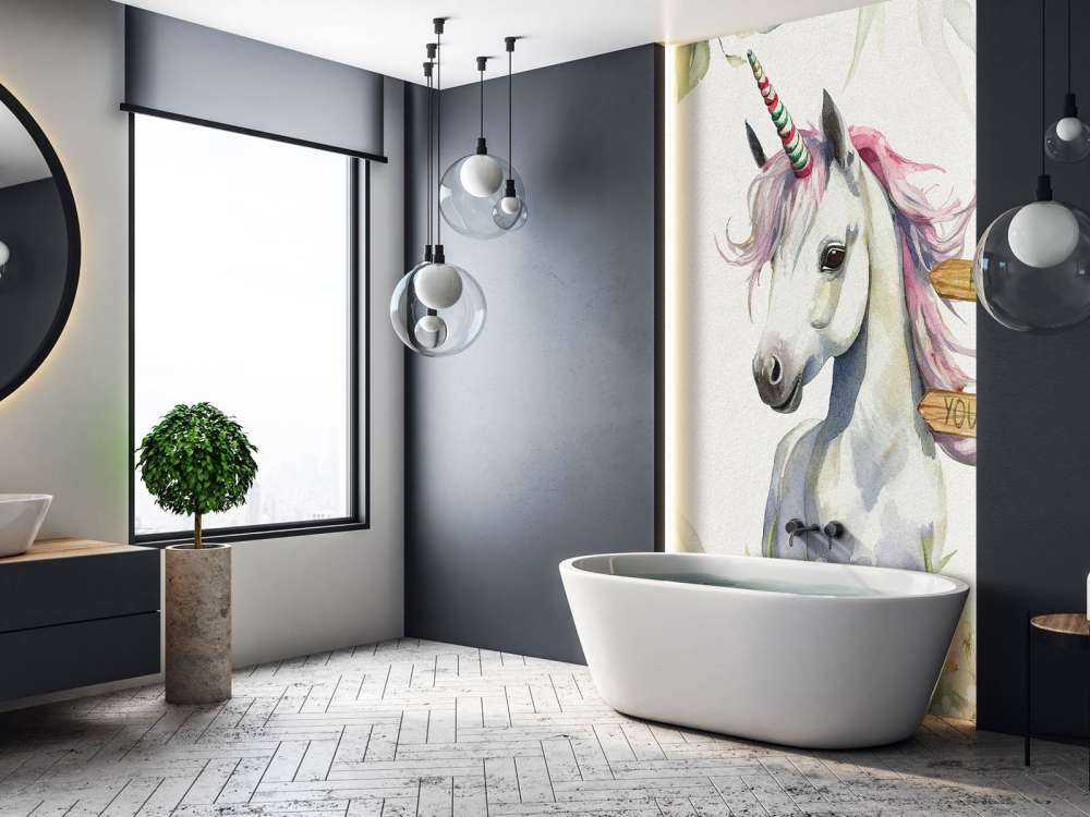 Baby unicorno con piante