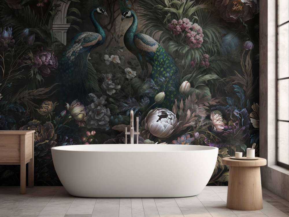 Sussurri di Pavoni nel Giardino Oscuro