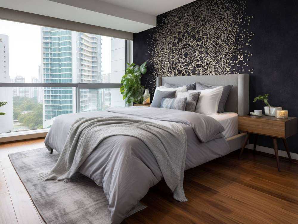 Mandala scintillante dorato - blu scuro