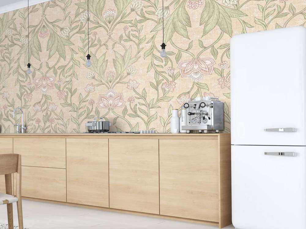 Morris damasco floreale - pesca fucsia