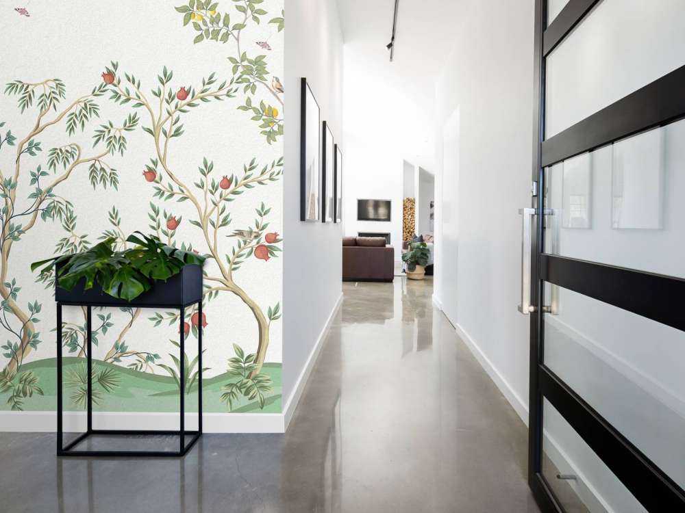 Paesaggio con alberi da frutto