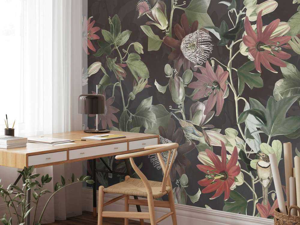 Sette Uccelli in Foliaggio Incantato - Fioritura di Mezzanotte