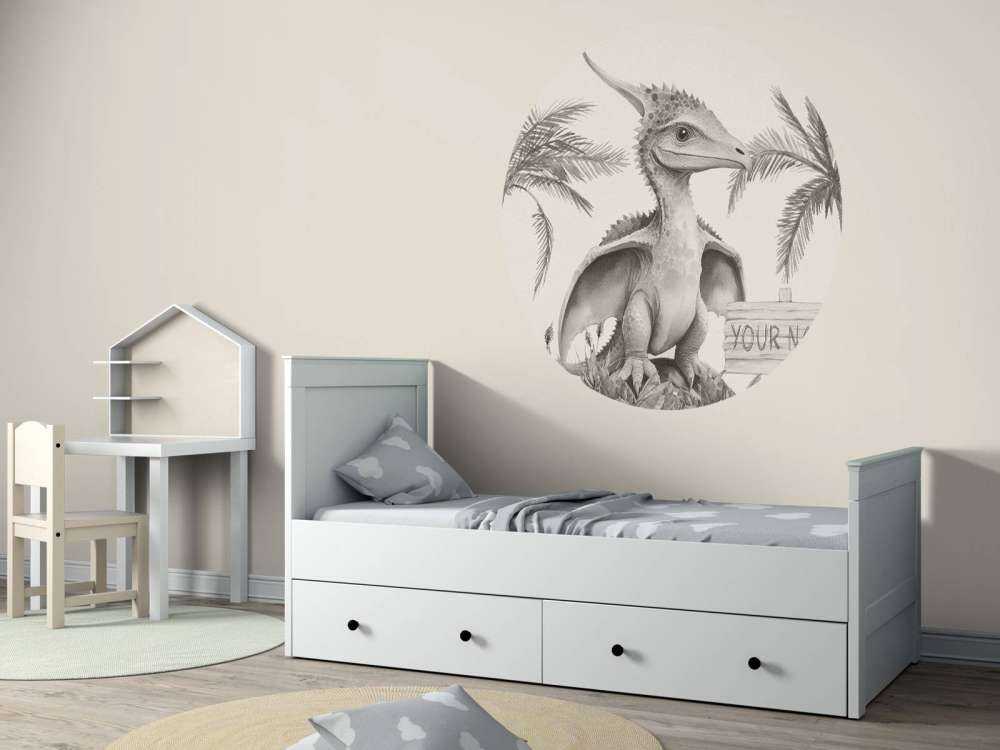 Baby pteranodon nella giungla beige