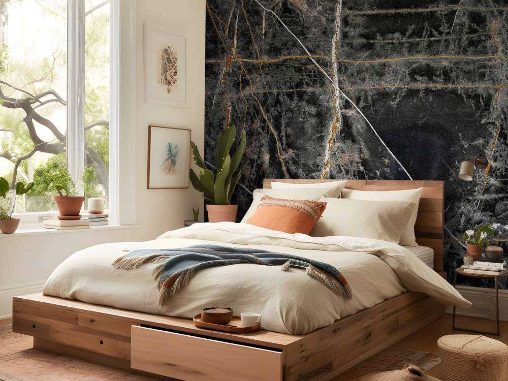 Marmo scuro con linee color rame