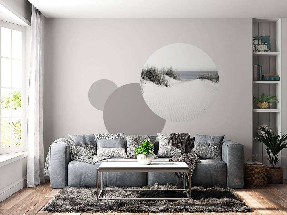 Passaggio dalla duna alla spiaggia in bianco e nero