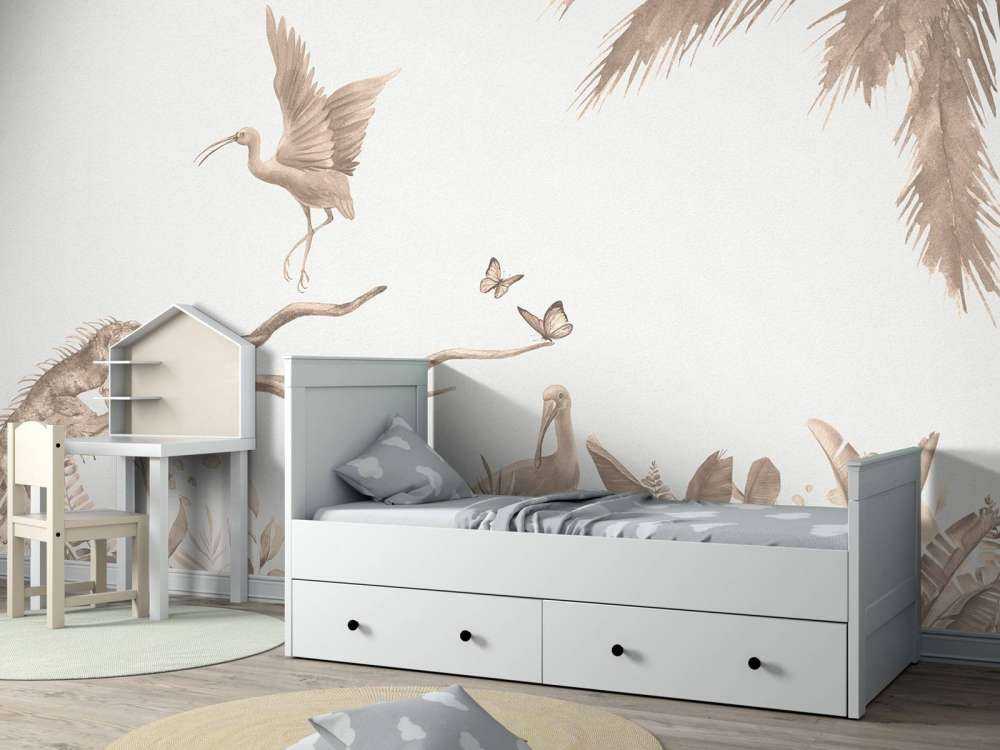 Ramo con animali della giungla in taupe