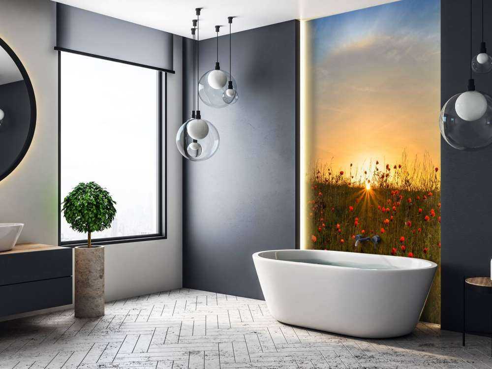 Red poppies and sunrise