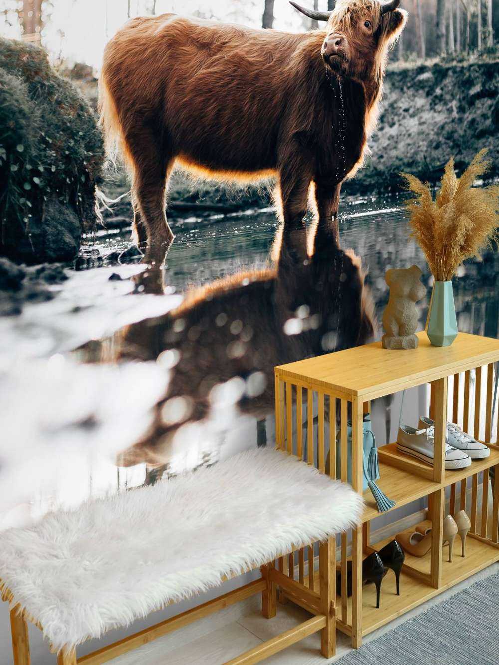 Highlander scozzese in acqua