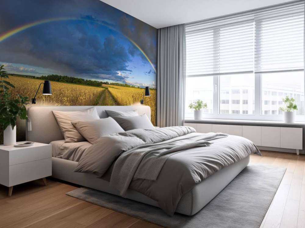 Arcobaleno su un campo di grano