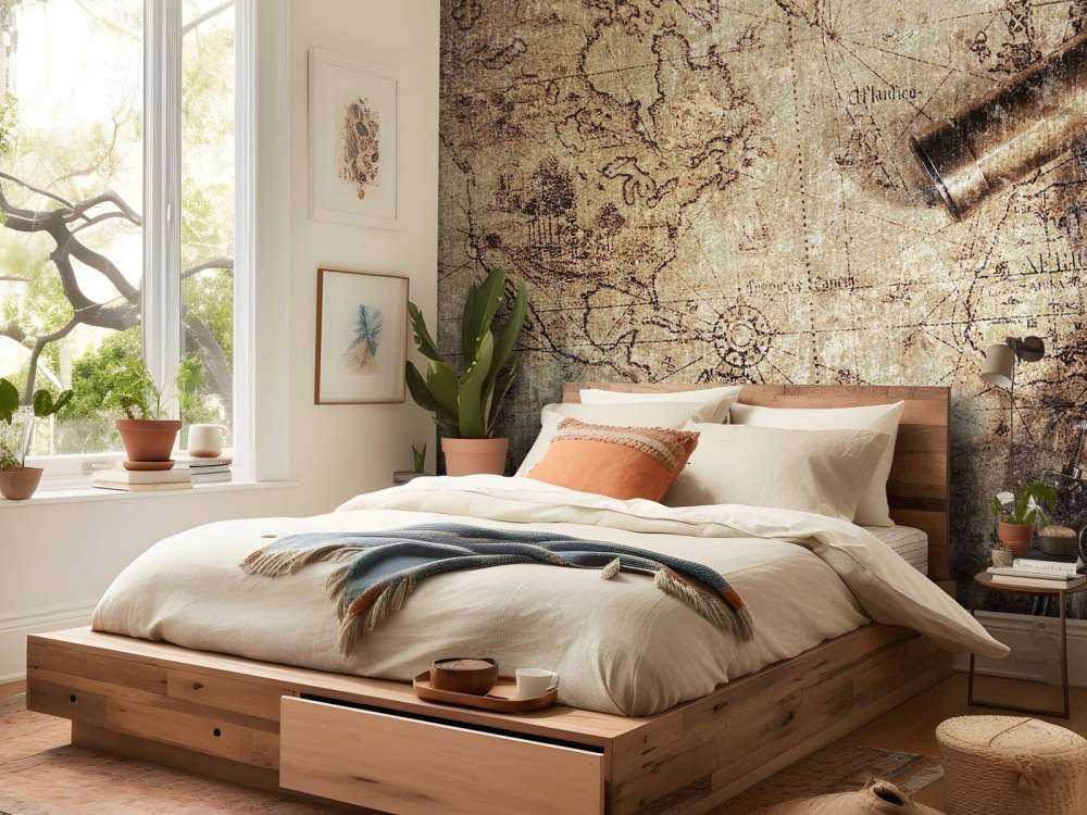 Mappa del mondo con bussola