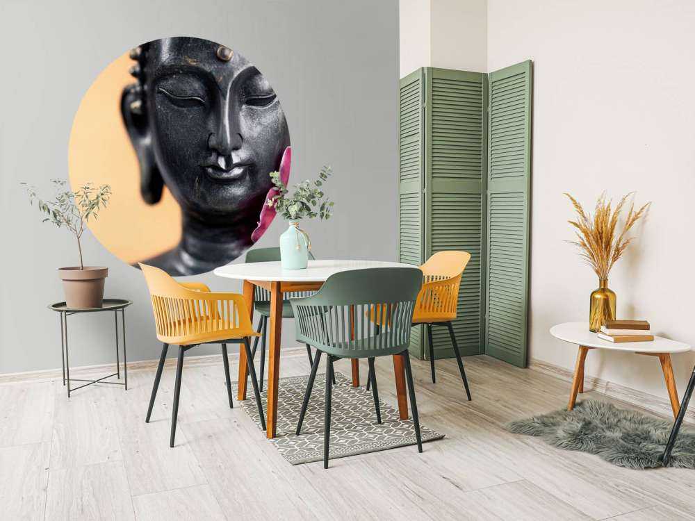 Buddha e orchidea rosa