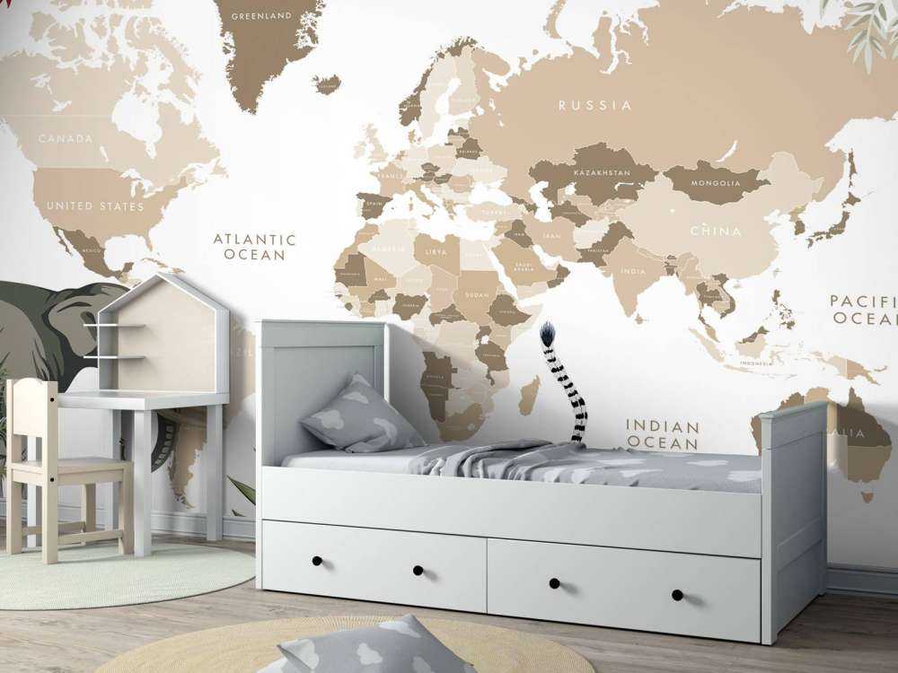 Mappa del mondo con animali della giungla