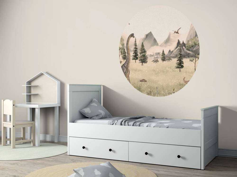 Paesaggio con dinosauri in beige