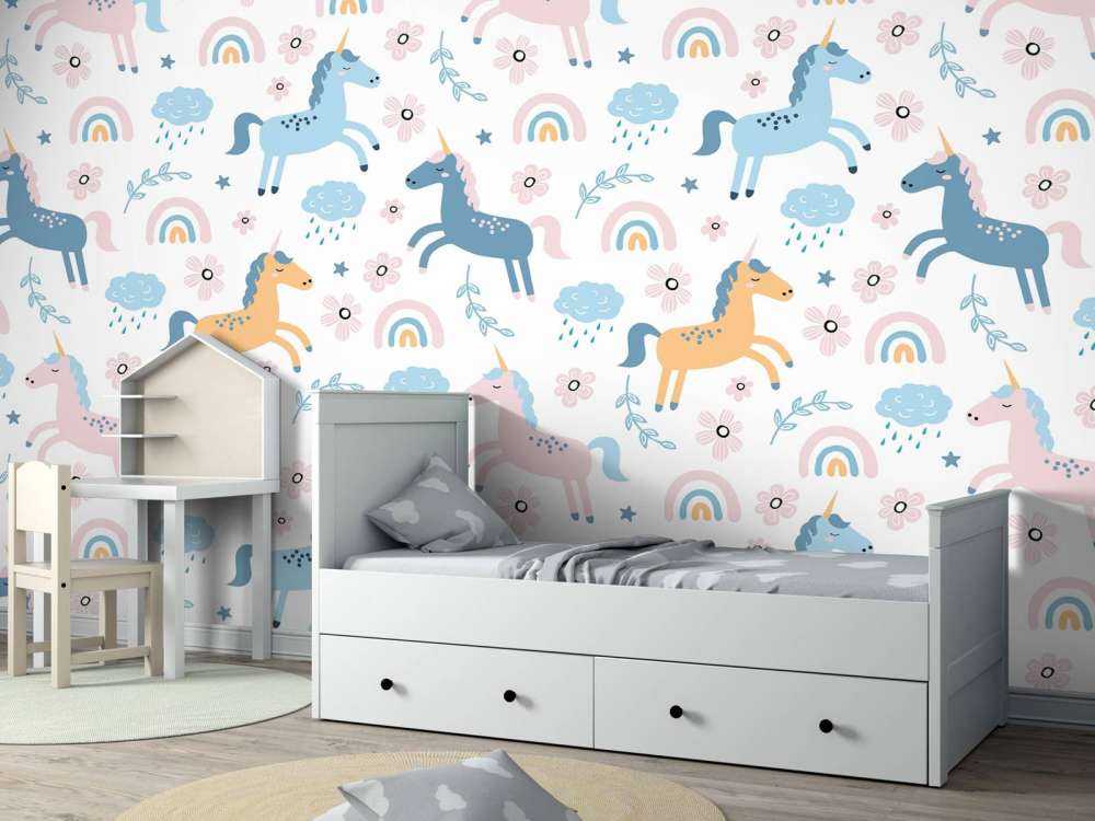 Unicorno con arcobaleno