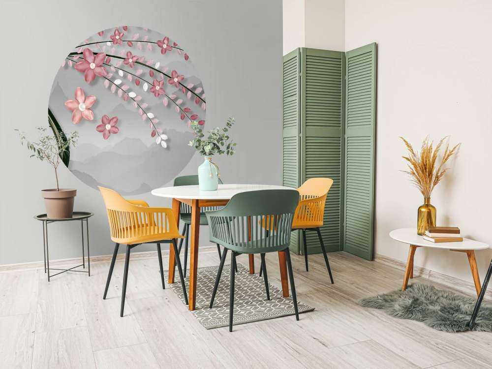 Árbol 3D con flores rosas