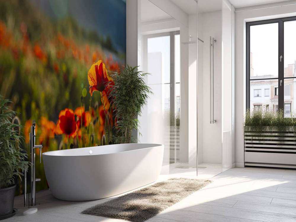 Papaveri con raggi di sole