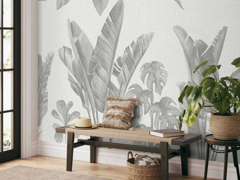 Piante della giungla in tonalità di grigio