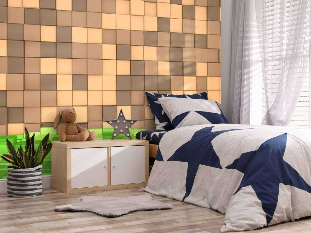 Paesaggio 3D di Minecraft con blocchi marroni