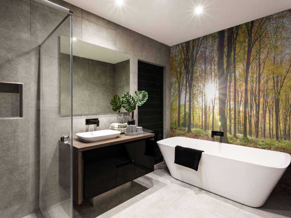 La luce del sole attraverso la foresta autunnale