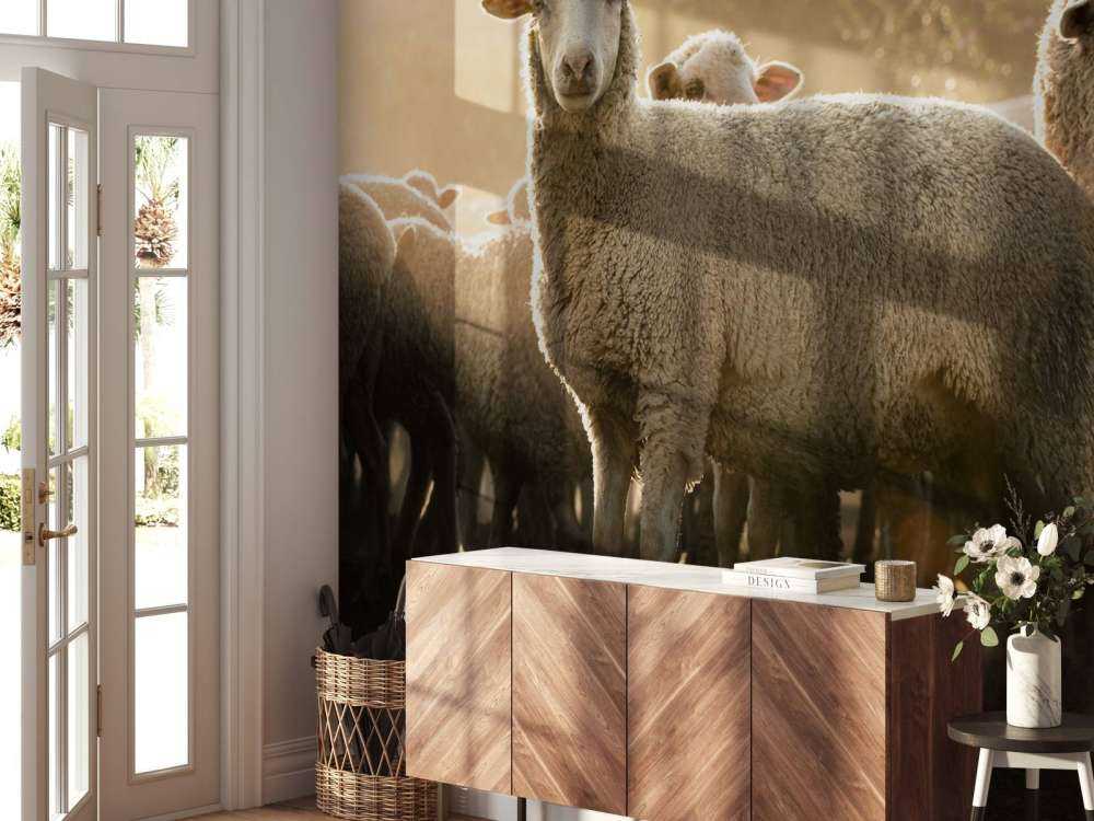 Gregge di pecore con l'ora d'oro