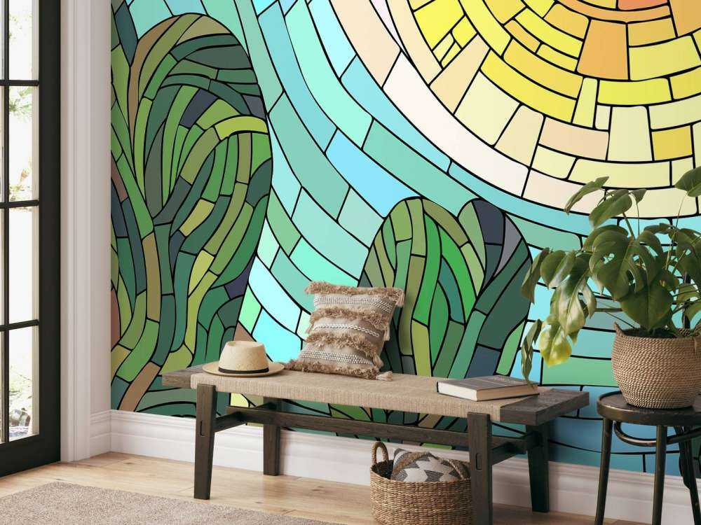 Sole rosso dagli alberi