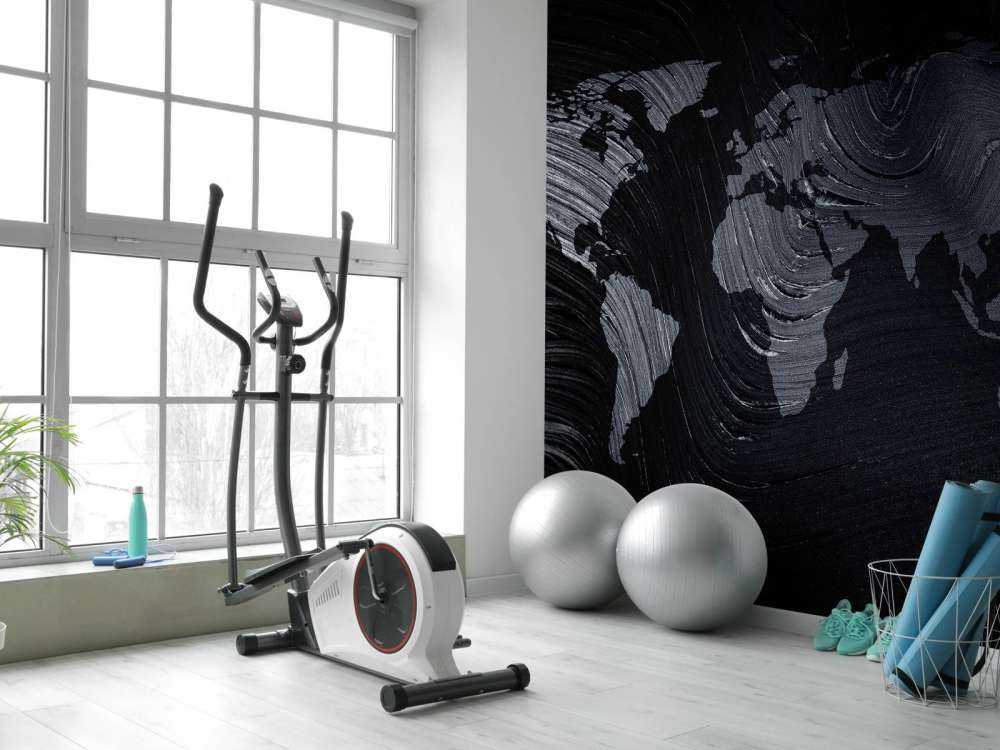 Mappa del mondo su una foglia di palma