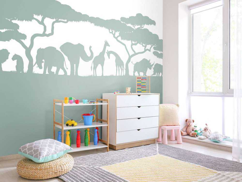 Silhouette animali da safari, verde chiaro