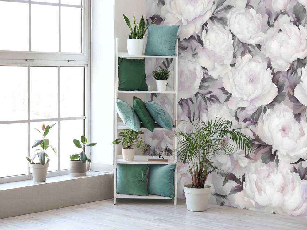 Carta da parati Peonie Nera