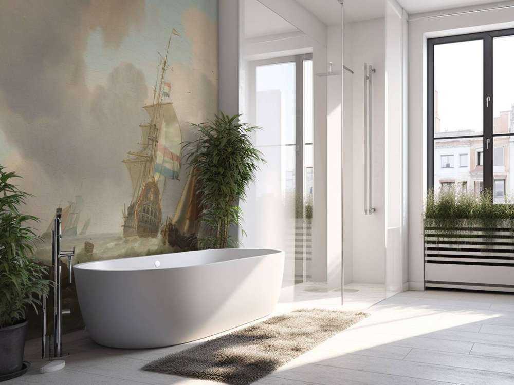 Mare roccioso con le navi