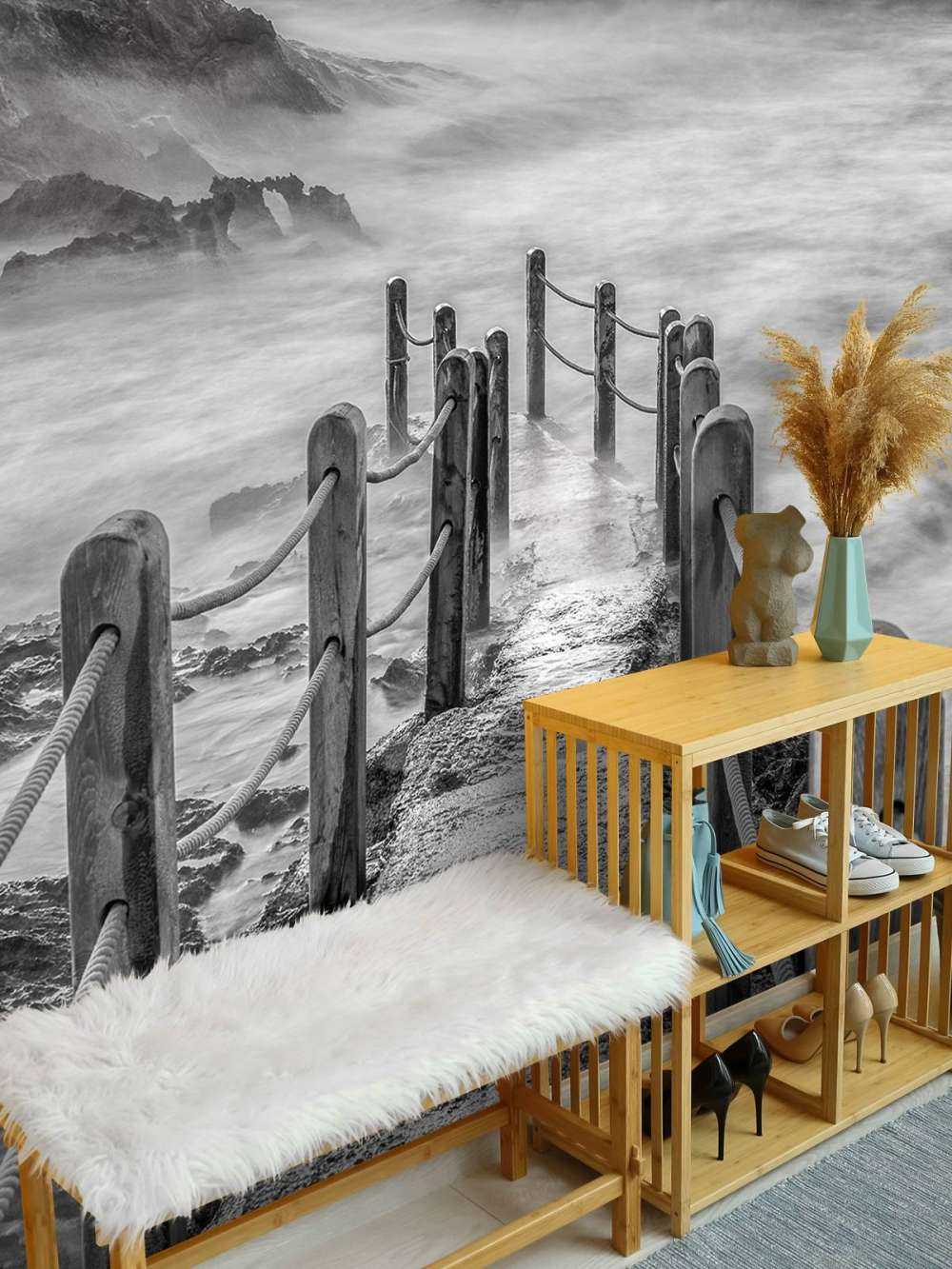 Ponte di legno per la nebbia