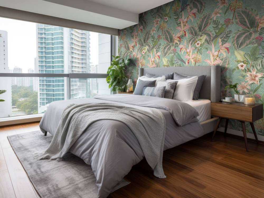 Uccelli e pappagalli della giungla tropicale - verde menta