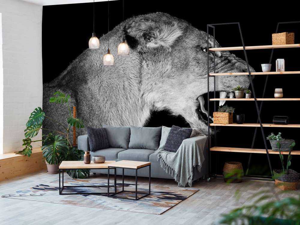 Vista laterale leonessa nera