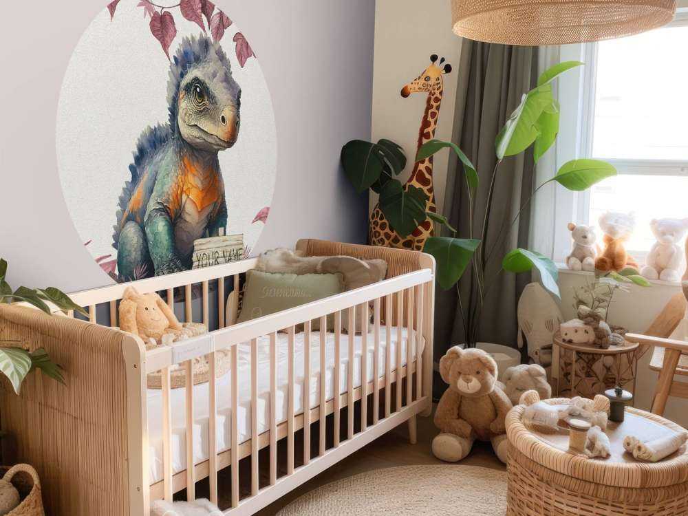 Baby ankylosaurus nella giungla rosa