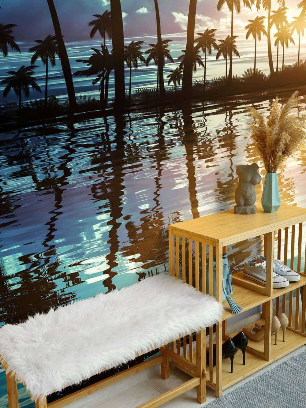 Paesaggio notturno con palme